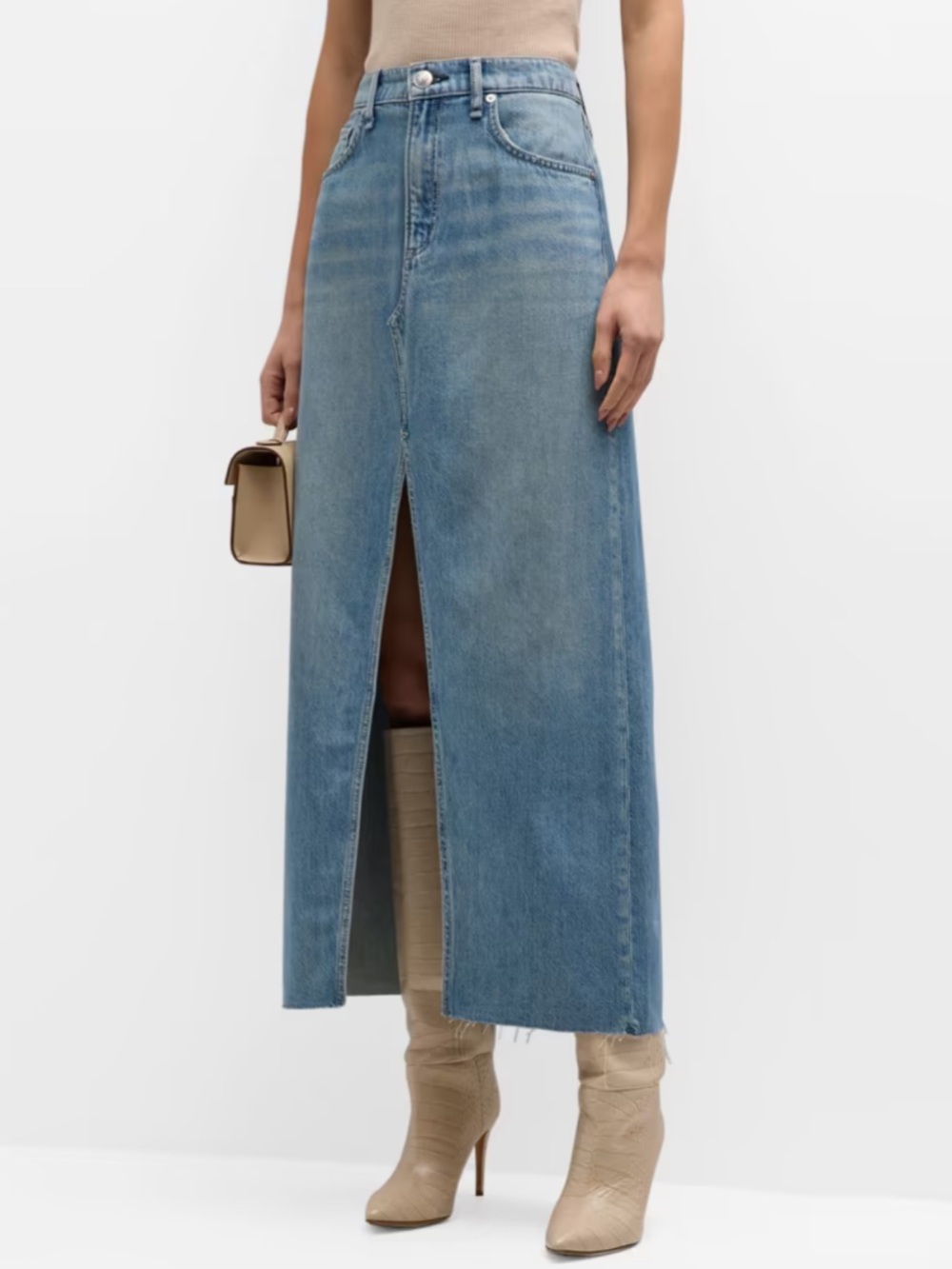Rag & Bone Featherweight Avery Denim A-Line Maxi Skirt